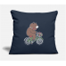 Bear Biking Mountain Bike Bicycle Cycling Gift Navy Pillow